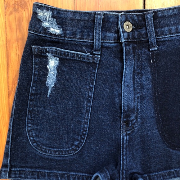 High Waisted Distressed Denim Shorts - Picture 3 of 4